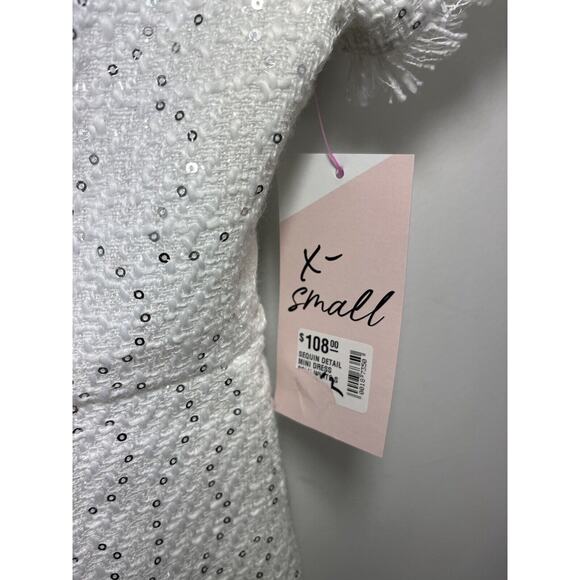 Olivaceous Women’s Sleeveless White Sequin Zipper Lined Dress Small Fringe NWT - Picture 12 of 12